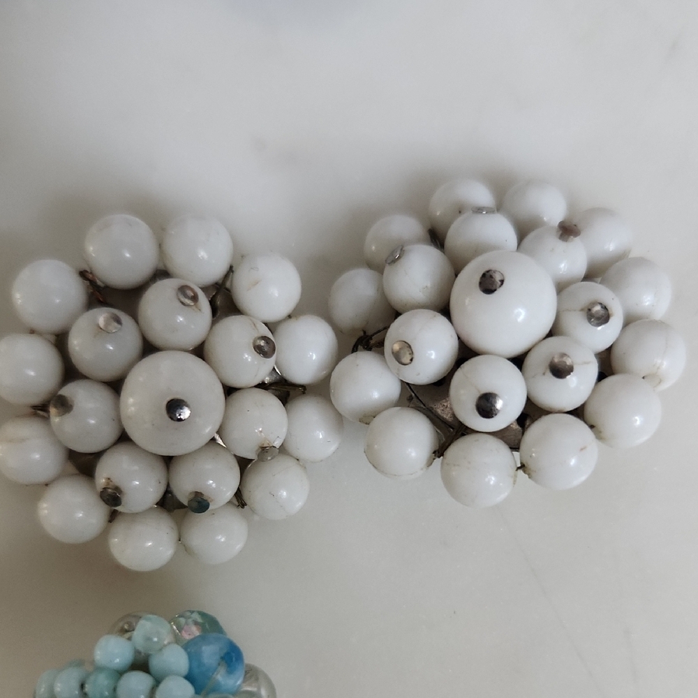 West Germany ,Hong Knog Clip-On Blue Mitif Earrings Set (3) View 3